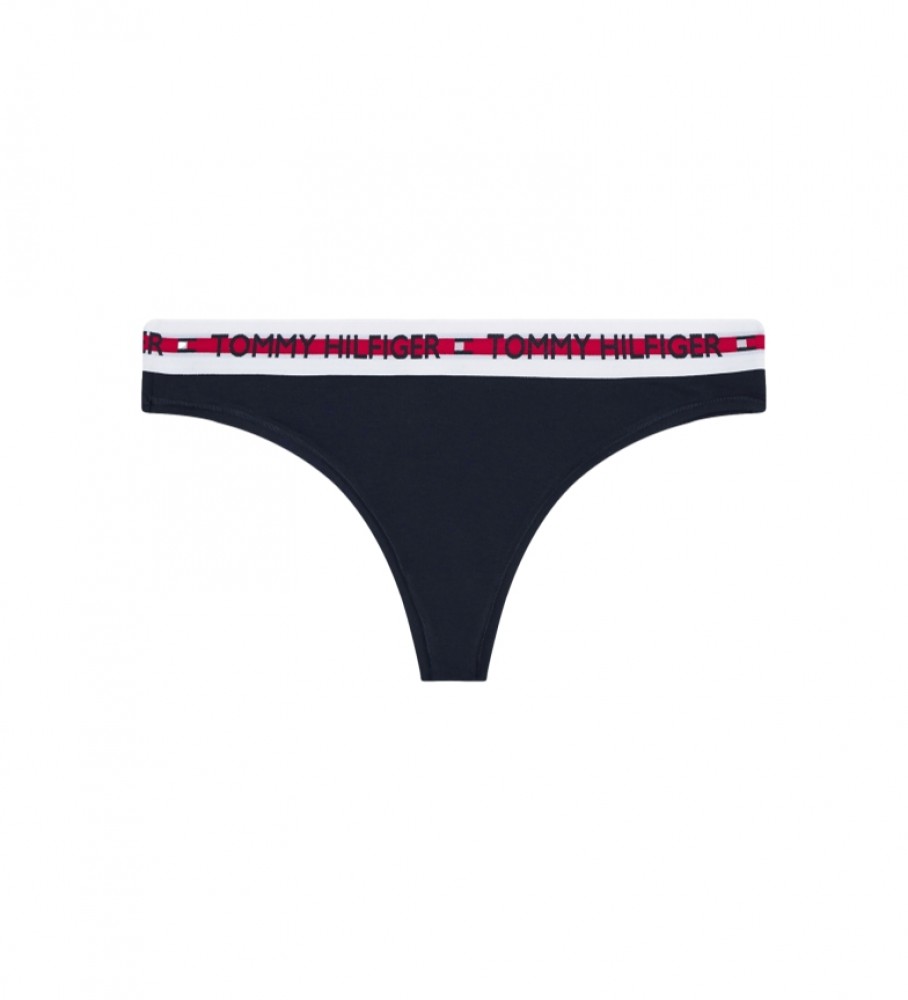 Tommy Hilfiger Elastic G-string with navy inscription - ESD Store