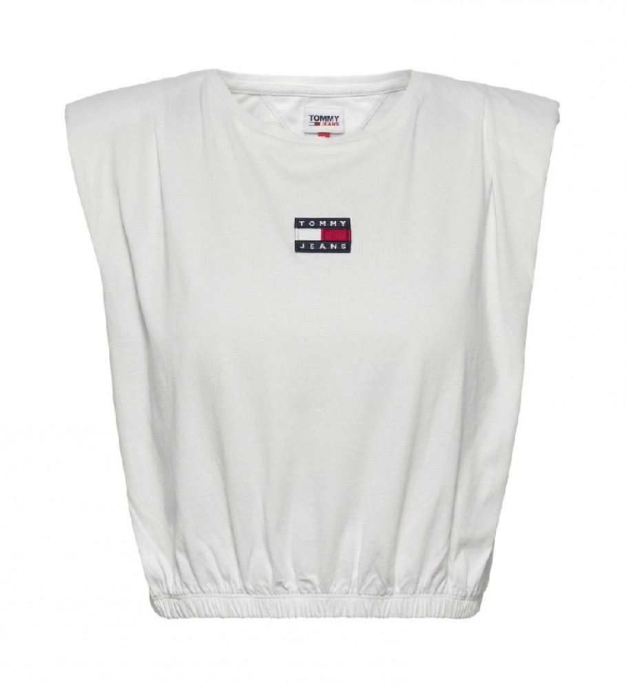Tommy Hilfiger Camiseta de corte cropped con parche de Tommy blanco