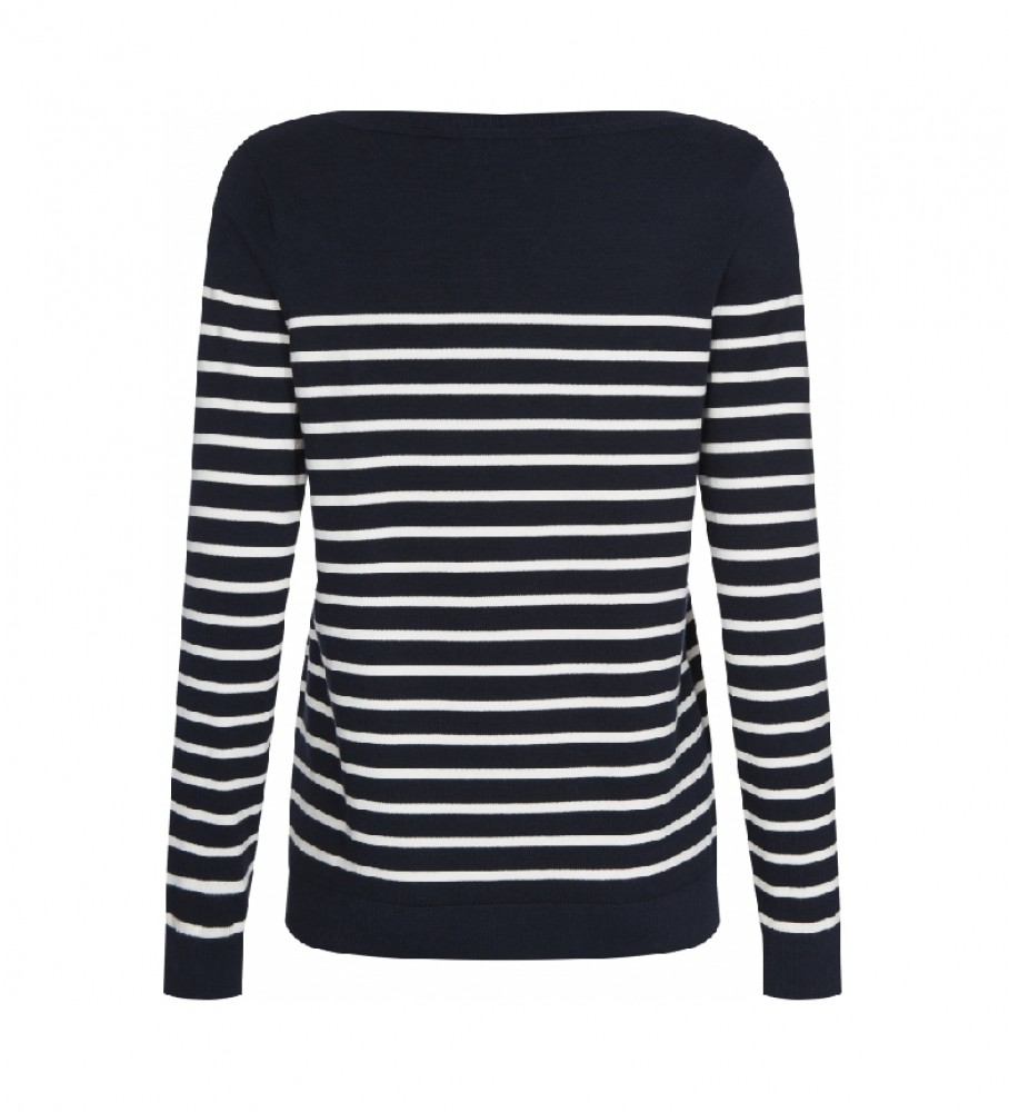Tommy Hilfiger Maglione con collo a barca Heritage nero, bianco