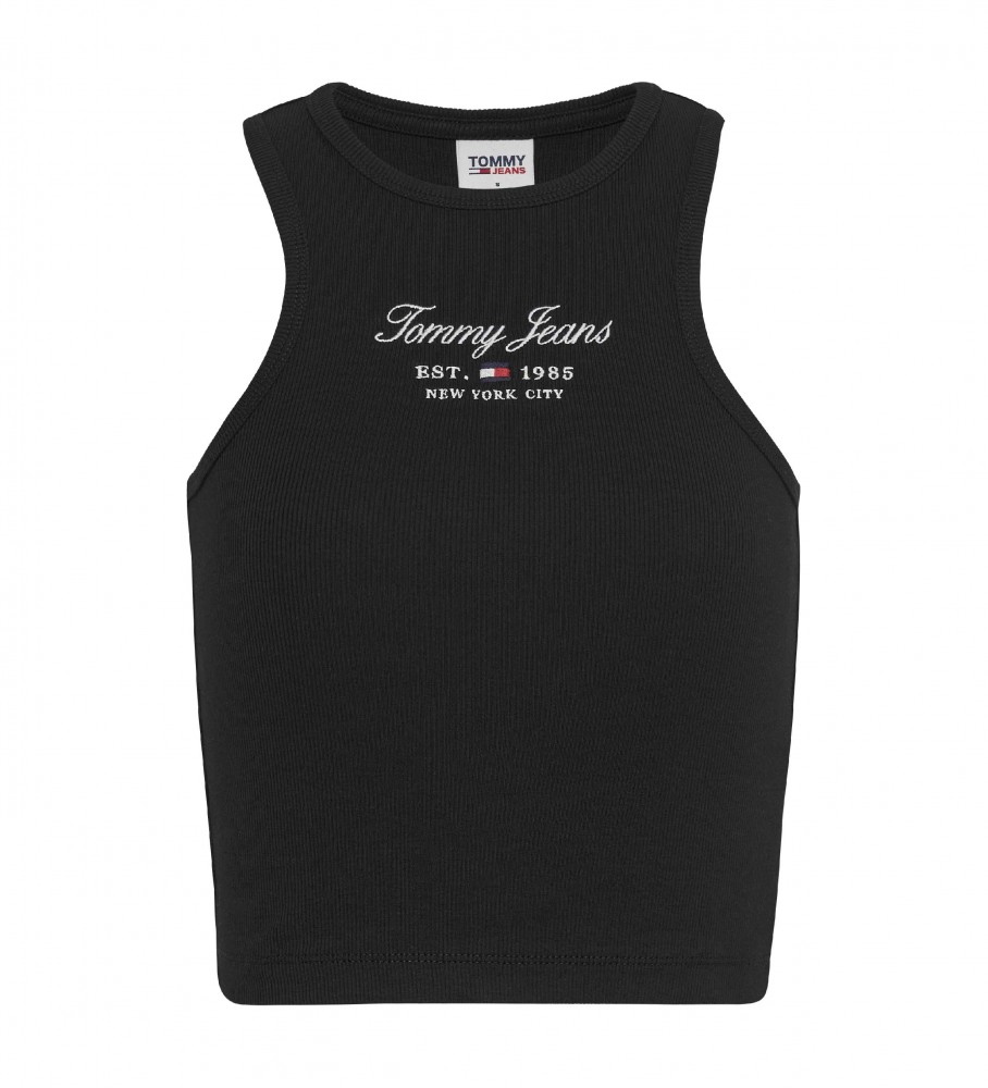 Tommy Jeans Essential slim fit sleeveless T-shirt black