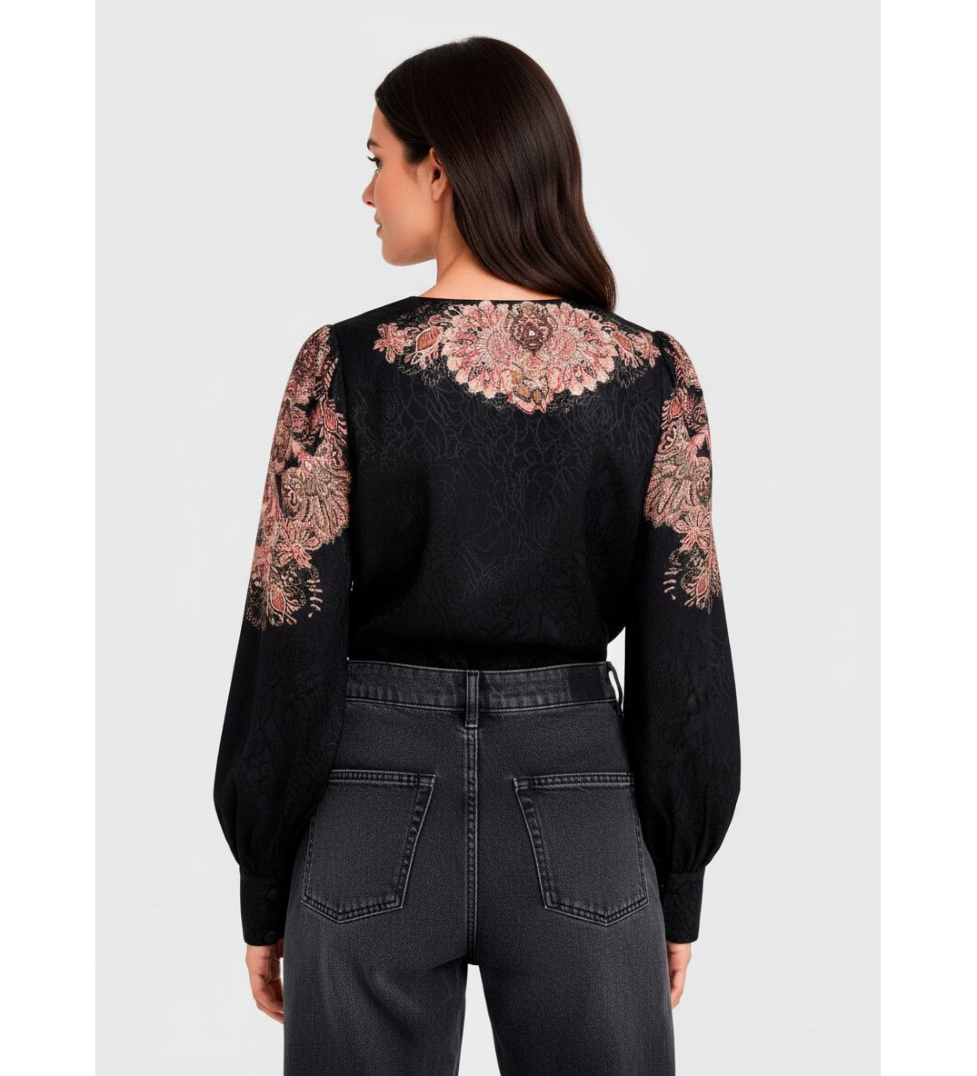 Twinset Zwarte gebloemde blouse Twinset Zwarte gebloemde blouse