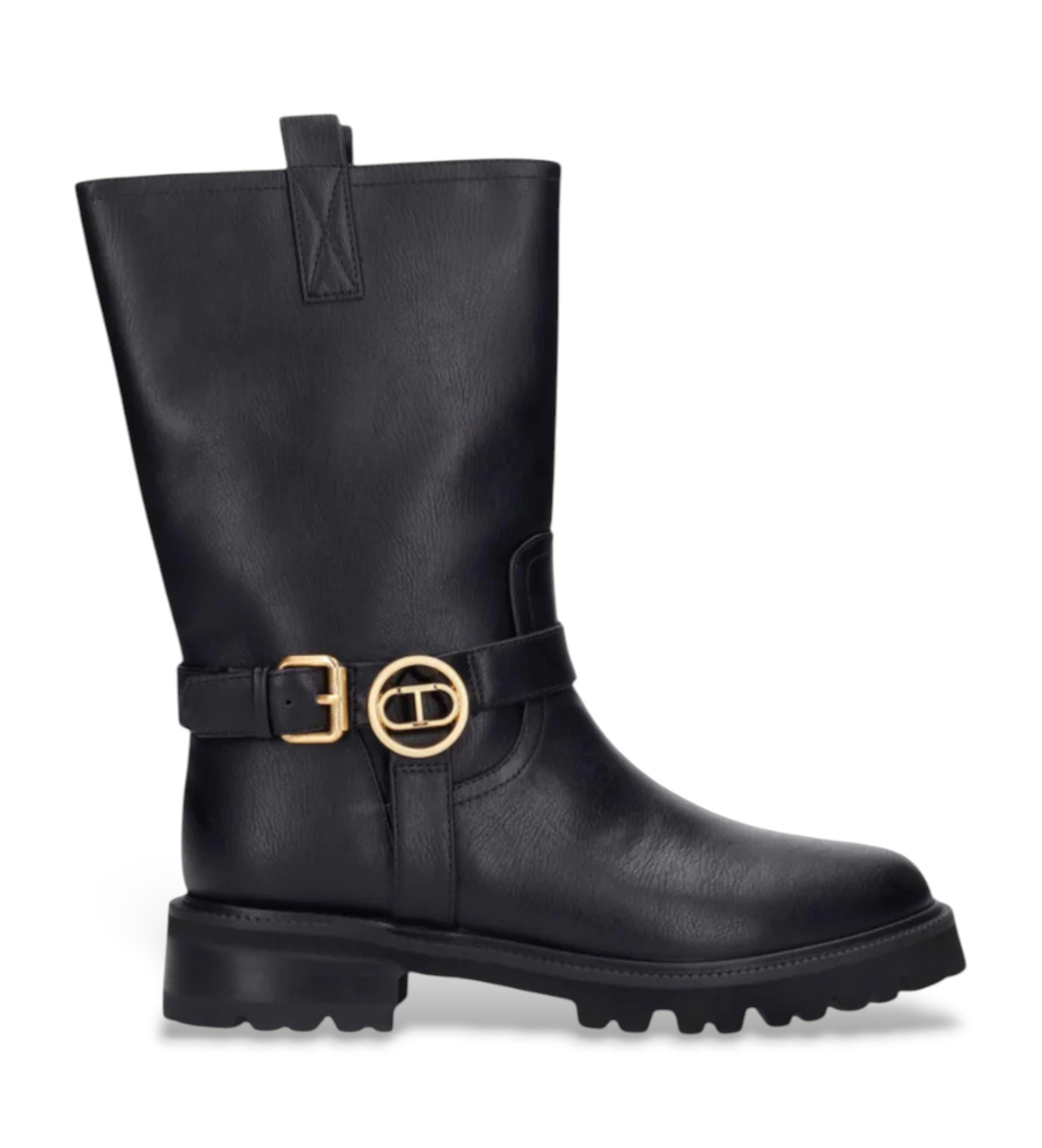 Twinset Bottes motardes en cuir noir Twinset Bottes motardes en cuir noir