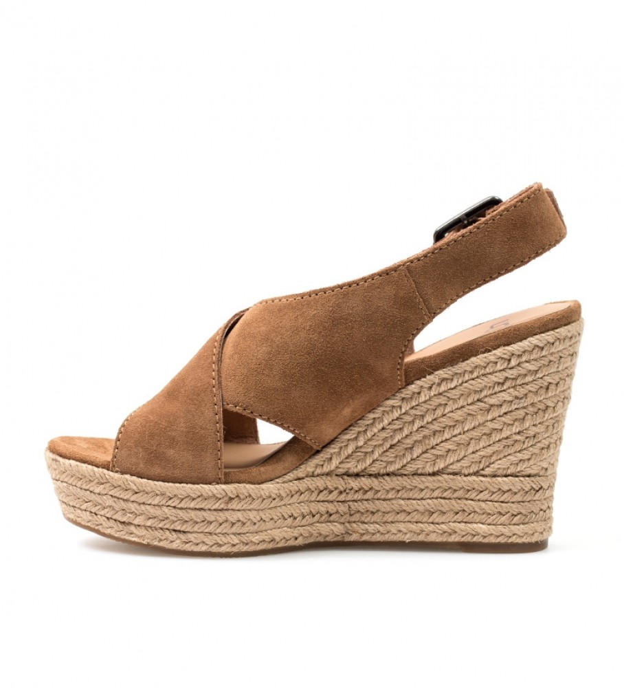 UGG Sandalias de piel Harlow marrón -Altura cuña:10,5cm- - Tienda Esdemarca calzado, moda complementos - zapatos de marca y zapatillas de marca