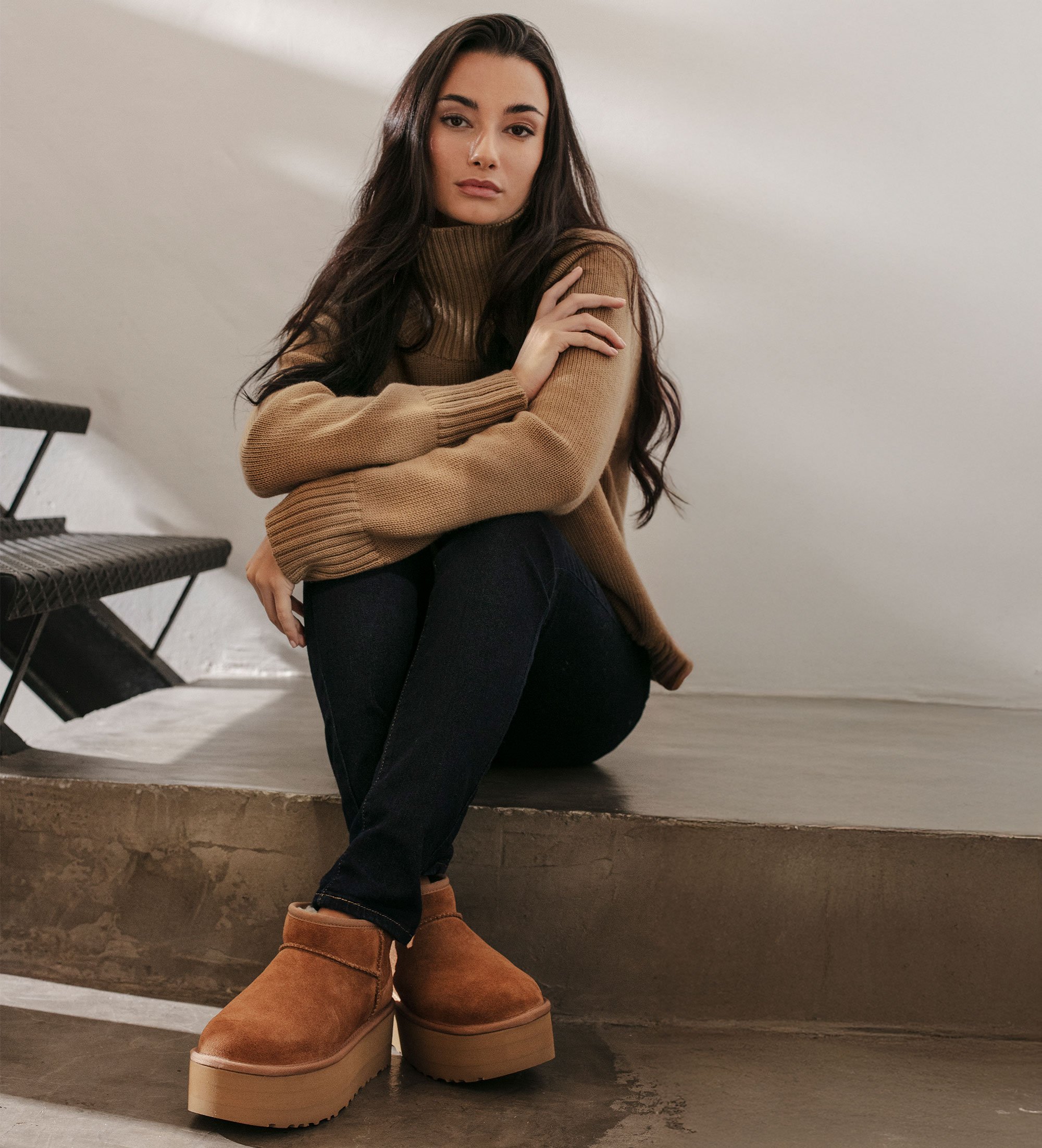 UGG Ankelst�vler i l�der W Classic Ultra Mini Platform brun 