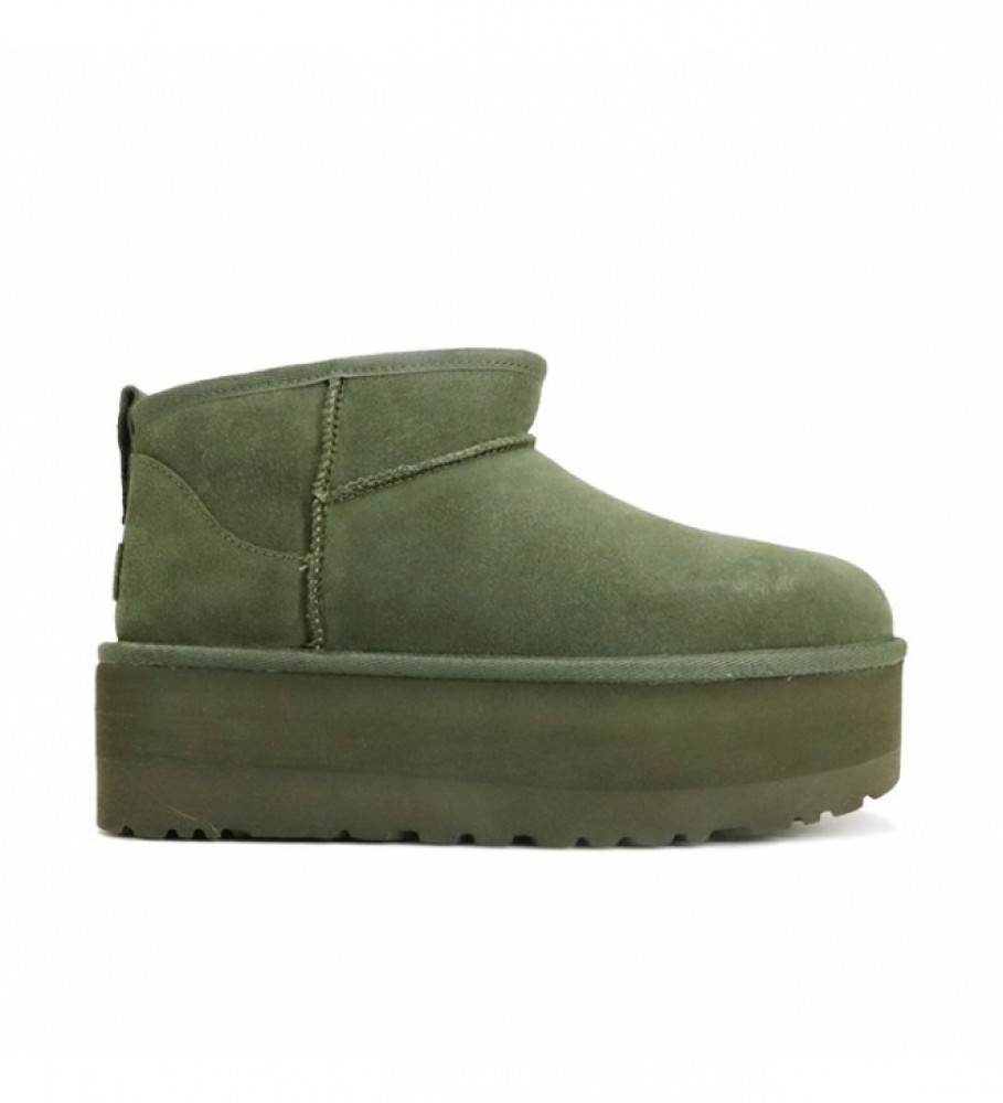 UGG Leather ankle boots W Classic Ultra Mini green - Platform height 5cm