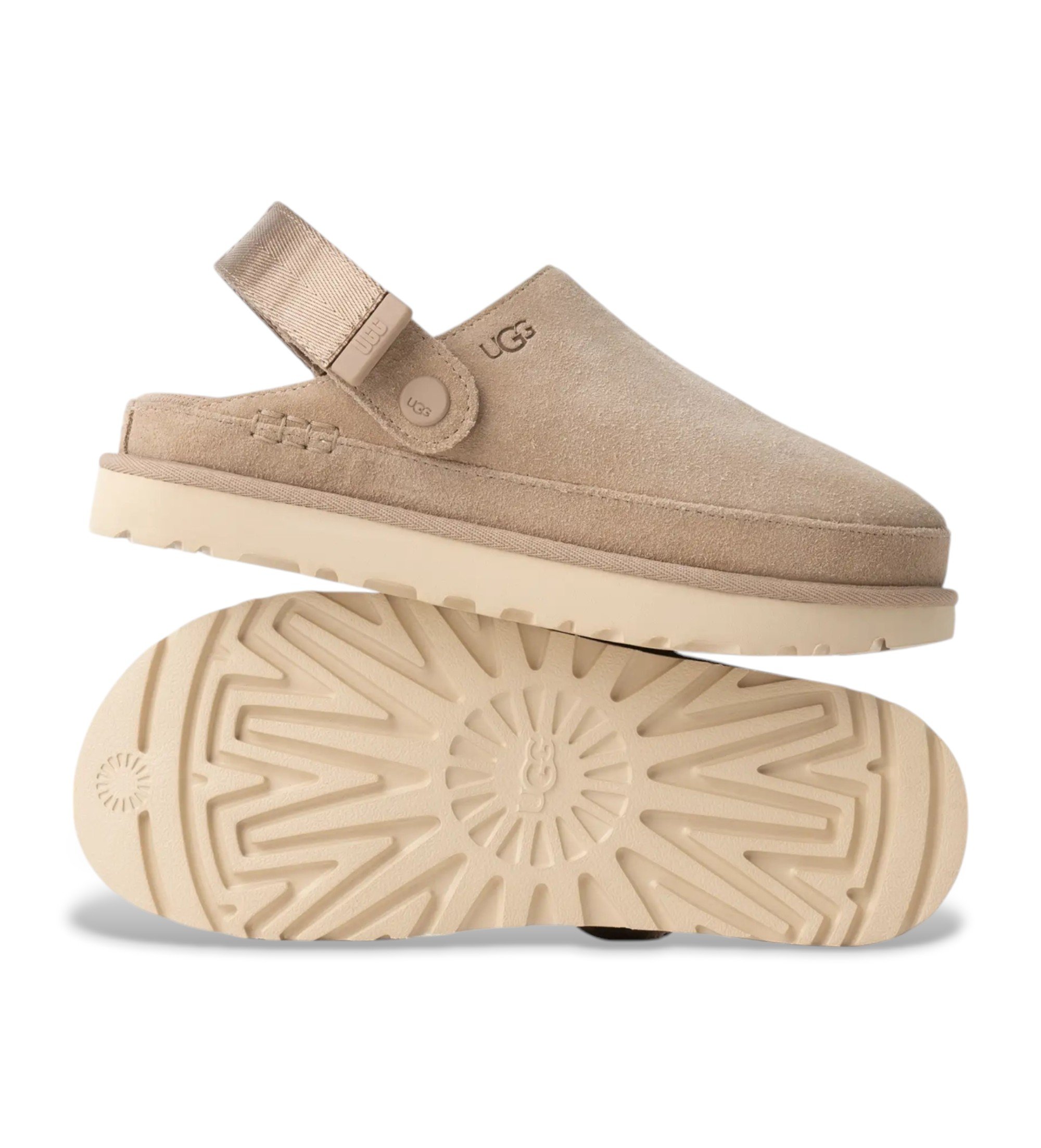 UGG Goldenstar beige leather clogs