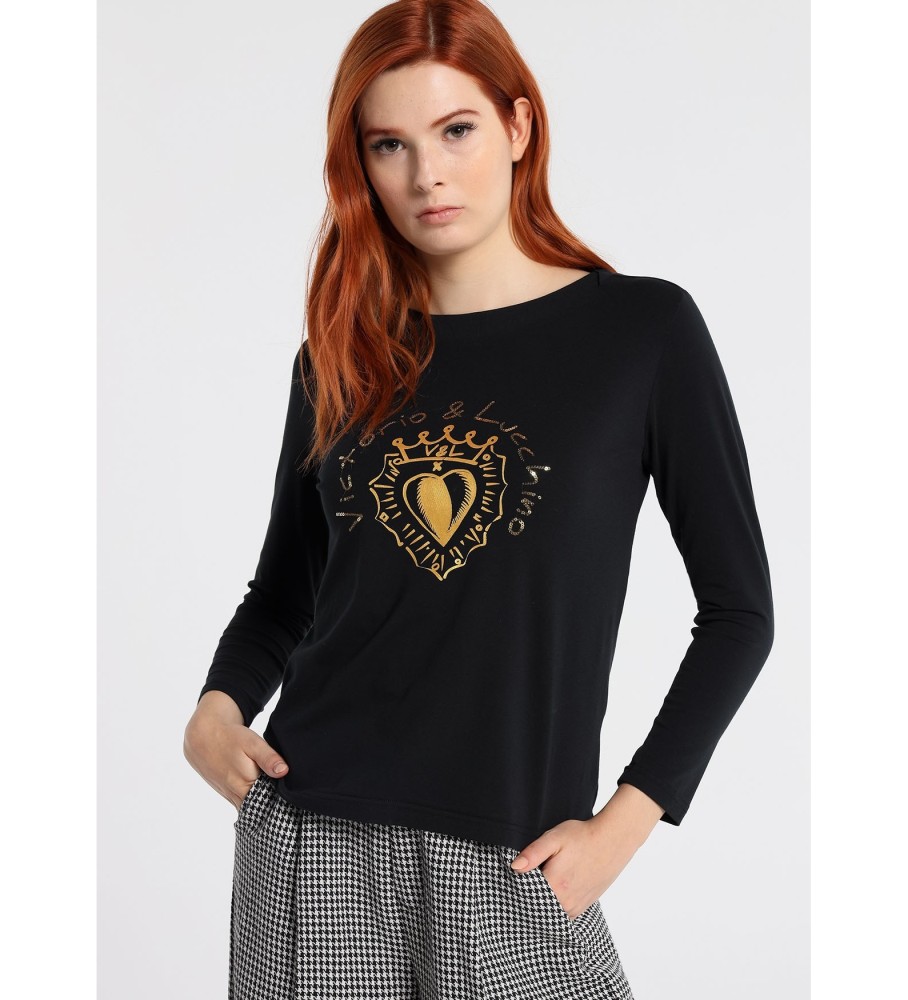 Victorio & Lucchino, V&L T-shirt à manches longues avec logo J Heart, noir Adore