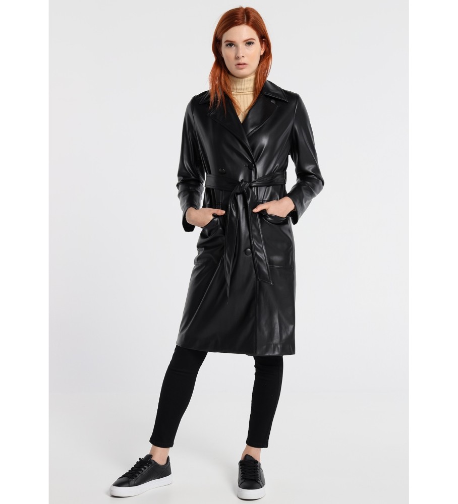 Victorio & Lucchino, V&L Dandy Glam black leatherette Trench Jacket