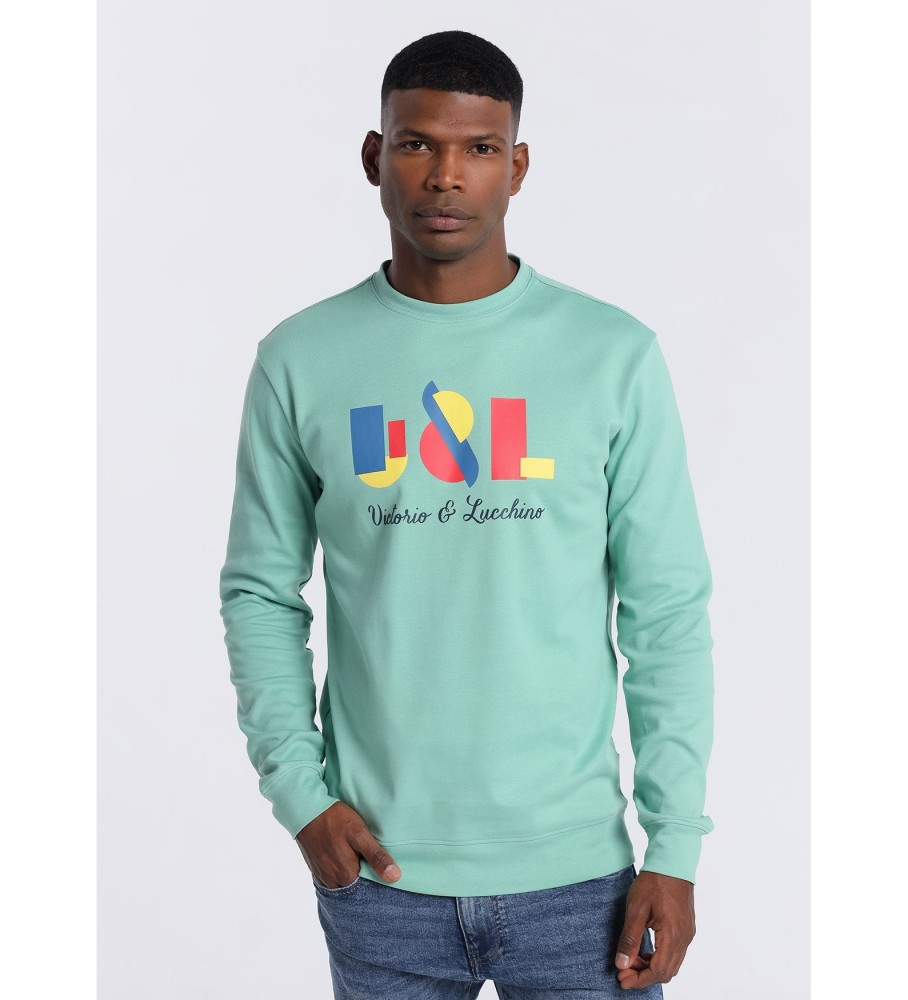 Victorio & Lucchino, V&L Box neck sweatshirt without hood green