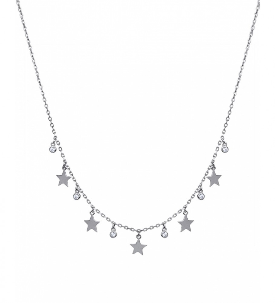 VIDAL & VIDAL Necklace Candy Silver smooth stars zircons silver plated