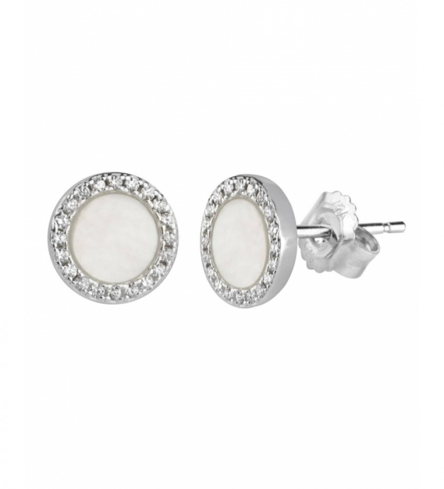 VIDAL & VIDAL Mother of pearl silver round earrings