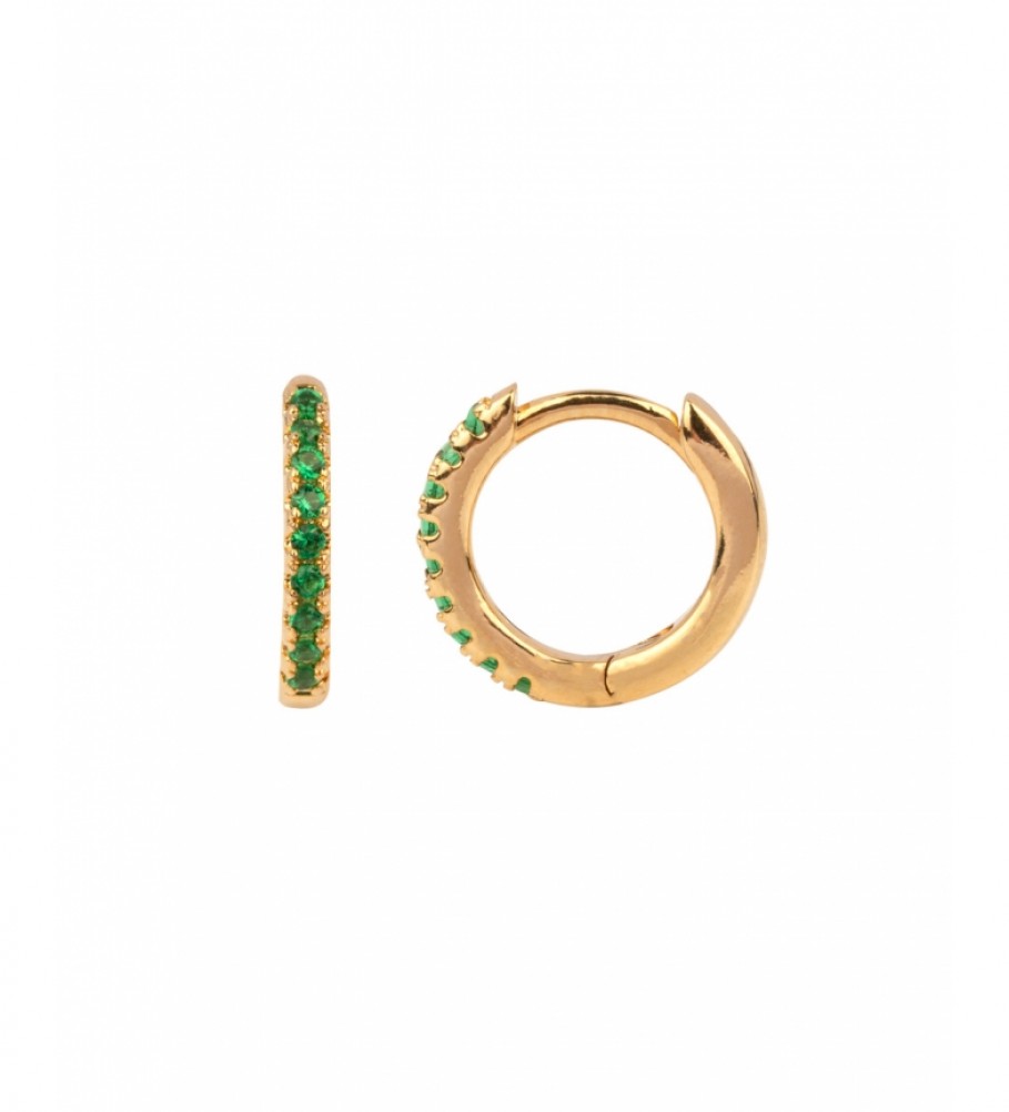 VIDAL & VIDAL Earrings Essentials Gold hoop earrings green zirconia gold plated