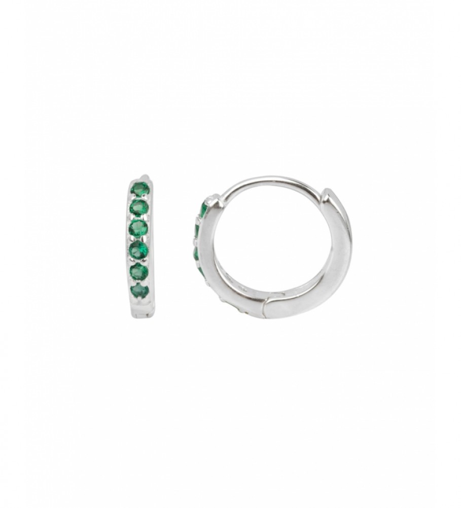 VIDAL & VIDAL Earrings Essentials Silver hoop earrings green zirconia, silver plated