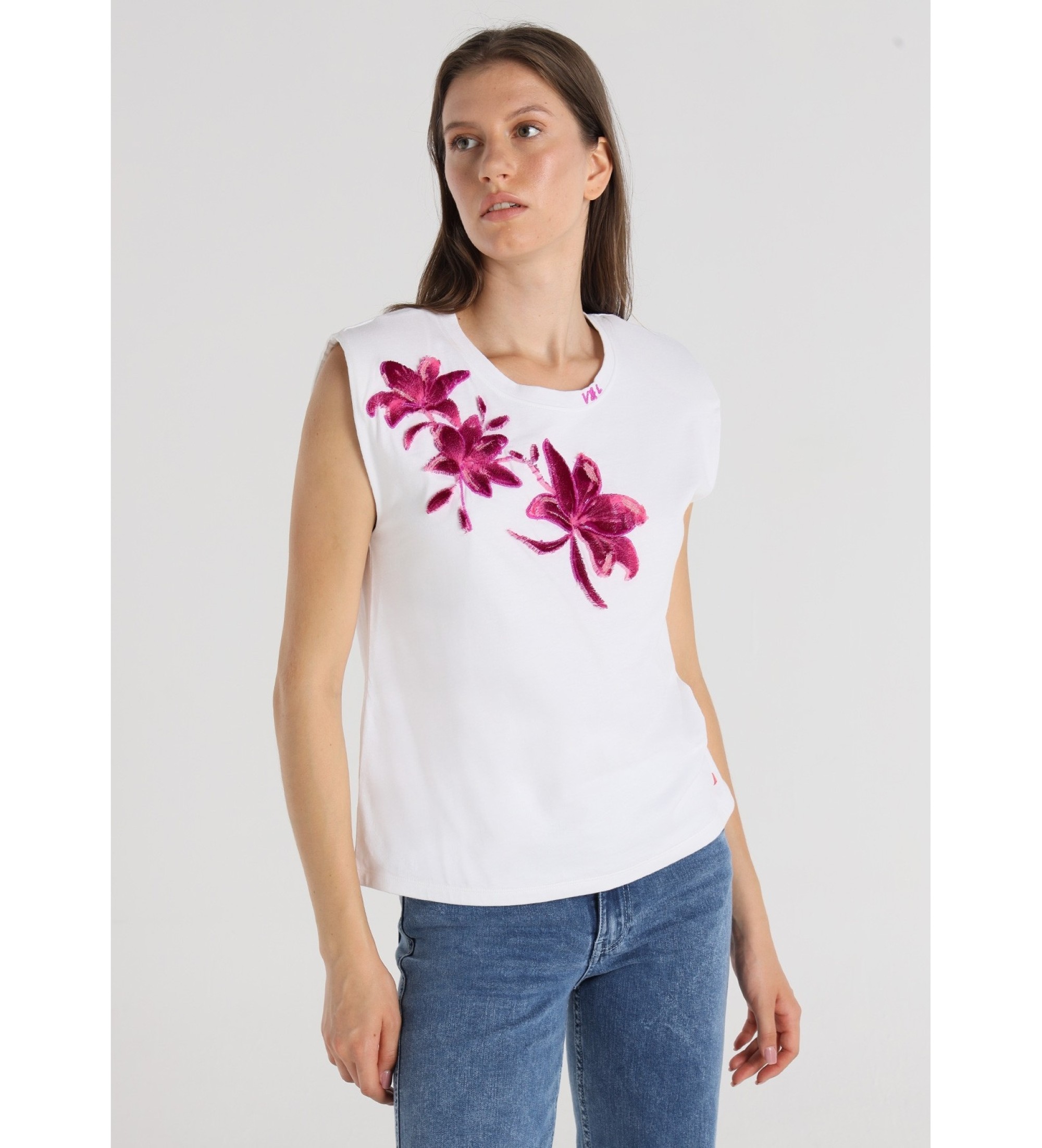 Victorio & Lucchino, V&L T-shirt com estampado de trs flores branco