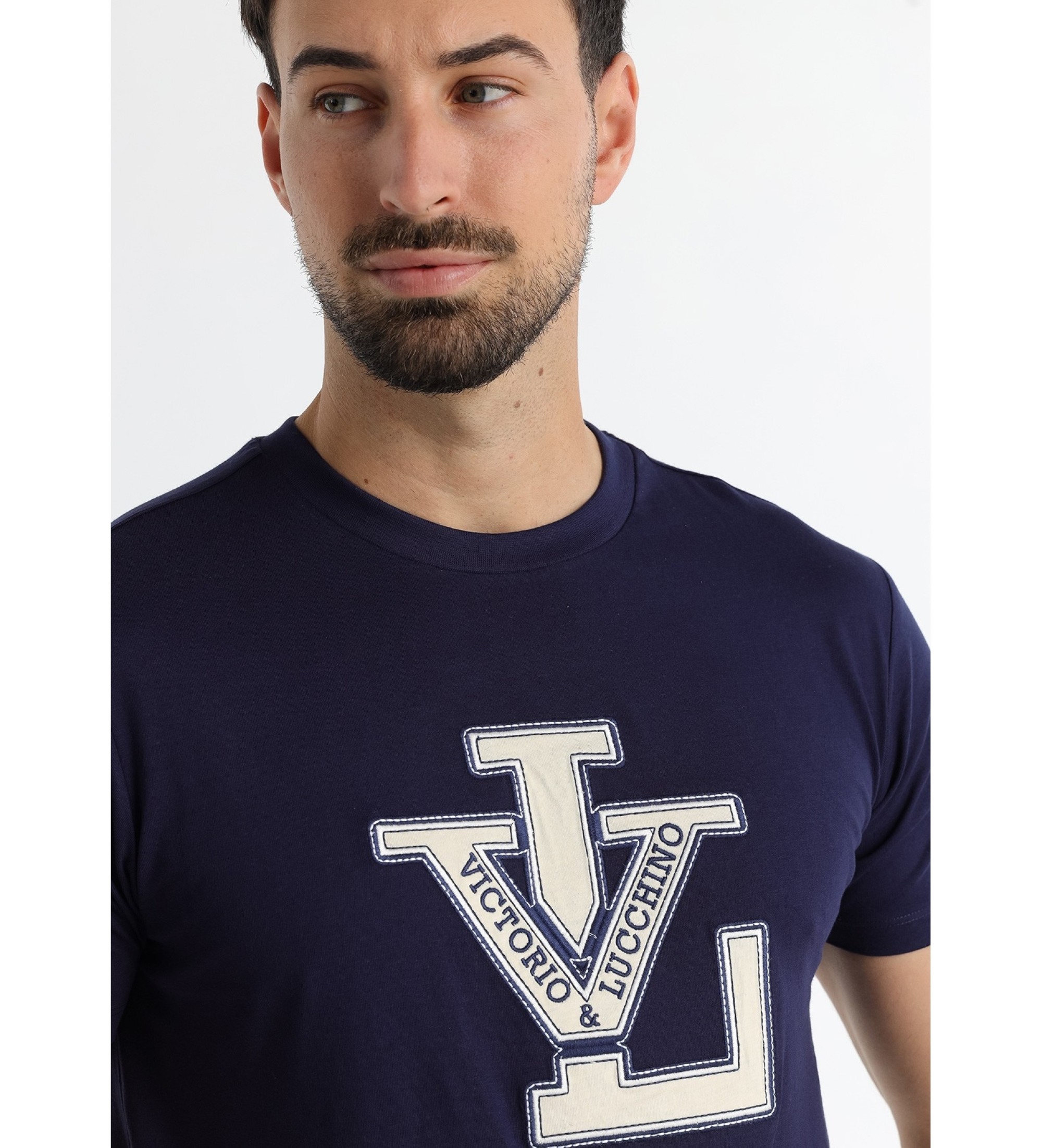 Victorio & Lucchino, V&L T-shirt com aplicação de chenille azul-marinho