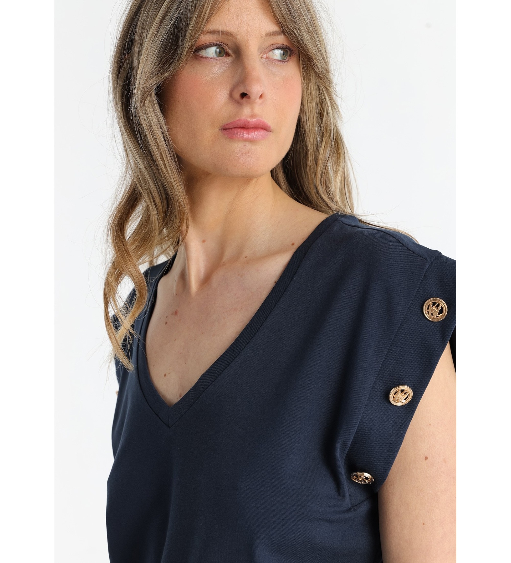 Victorio & Lucchino, V&L T-shirt con bottoni blu navy