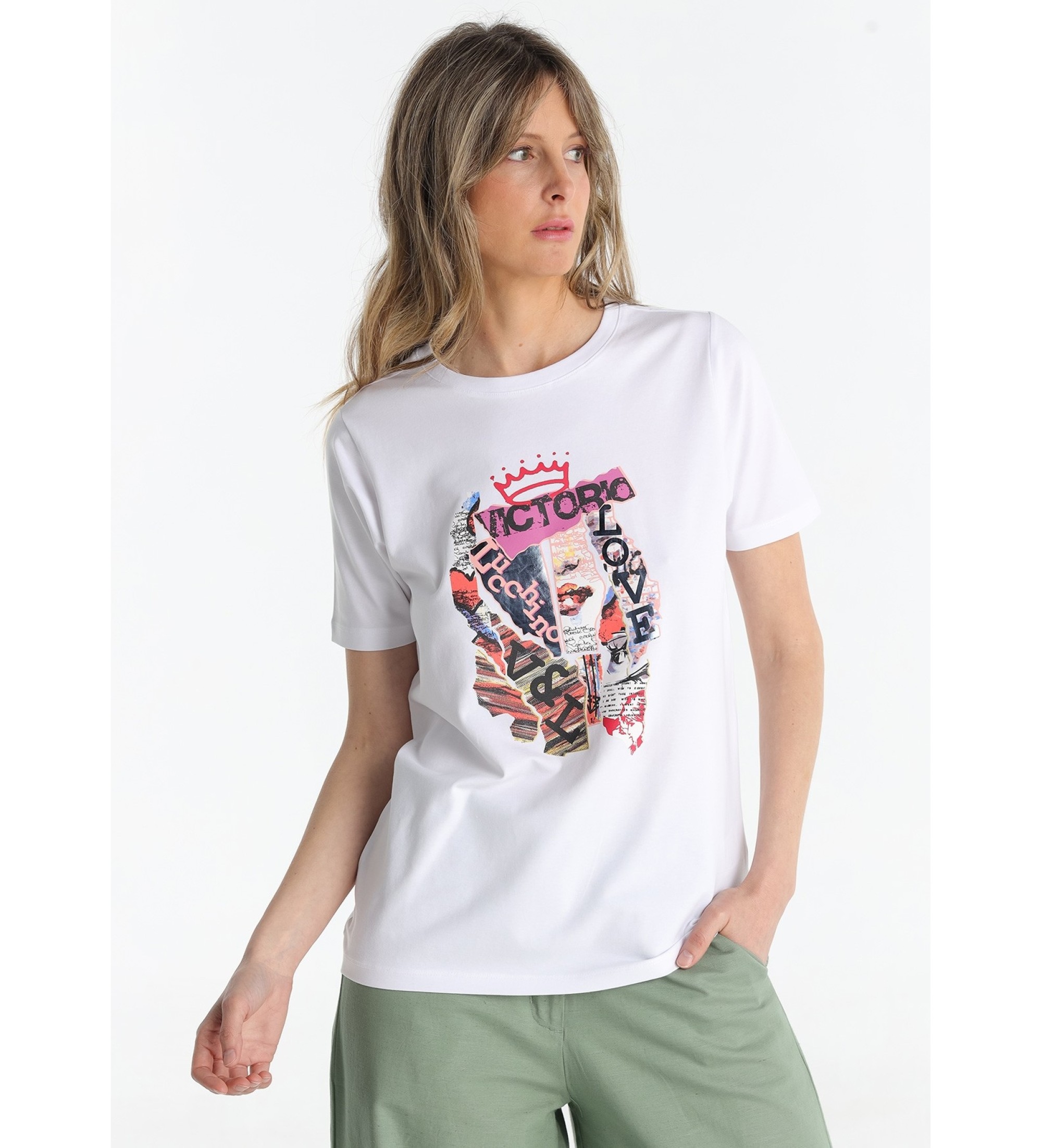 Victorio & Lucchino, V&L Maglietta bianca con grafica puzzle