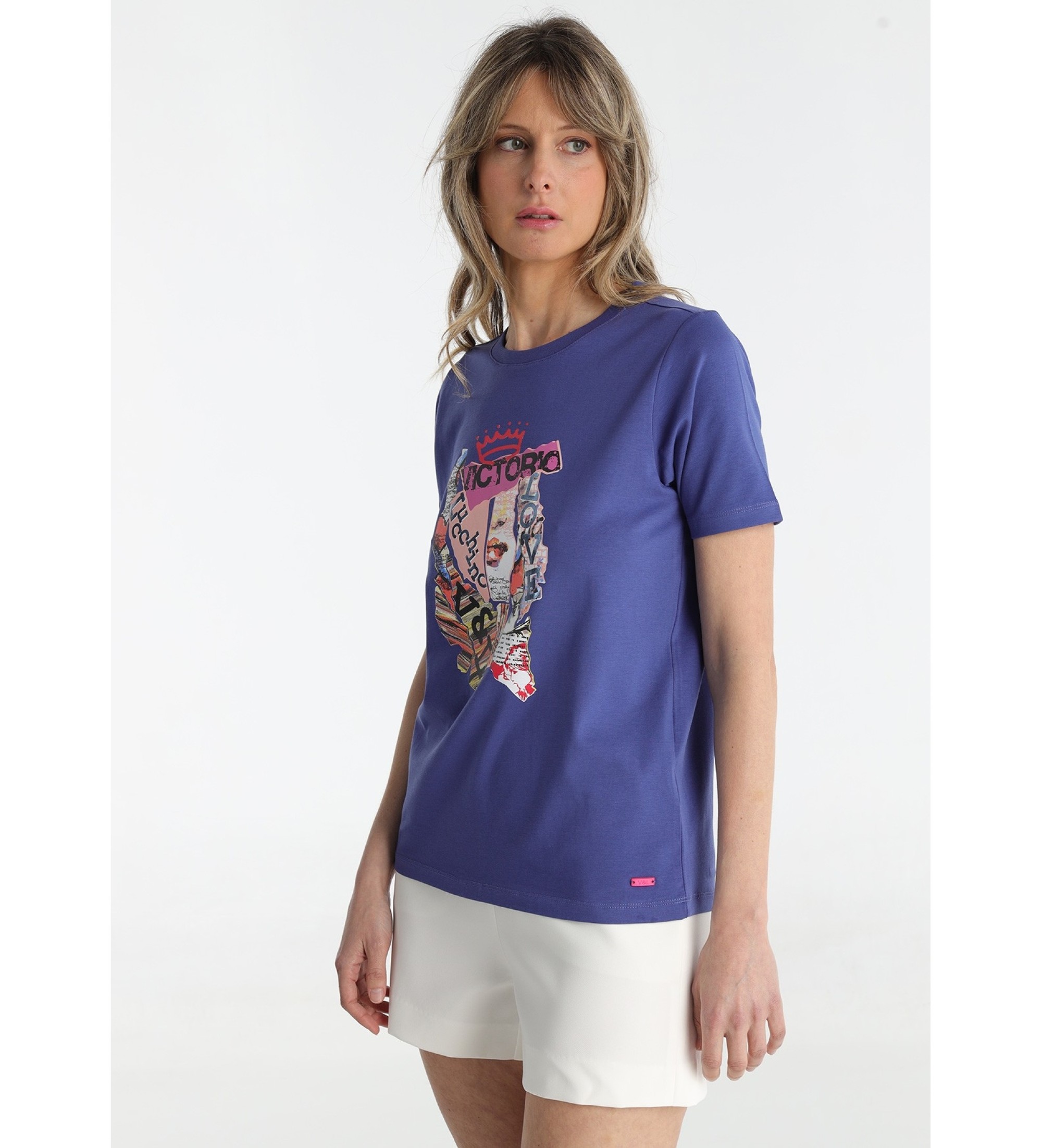 Victorio & Lucchino, V&L T-shirt with blue puzzle graphic