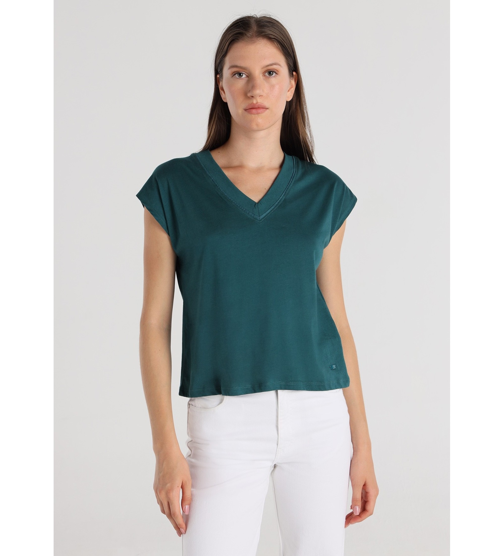 Victorio & Lucchino, V&L T-shirt a maniche corte con scollo a V e dettaglio verde