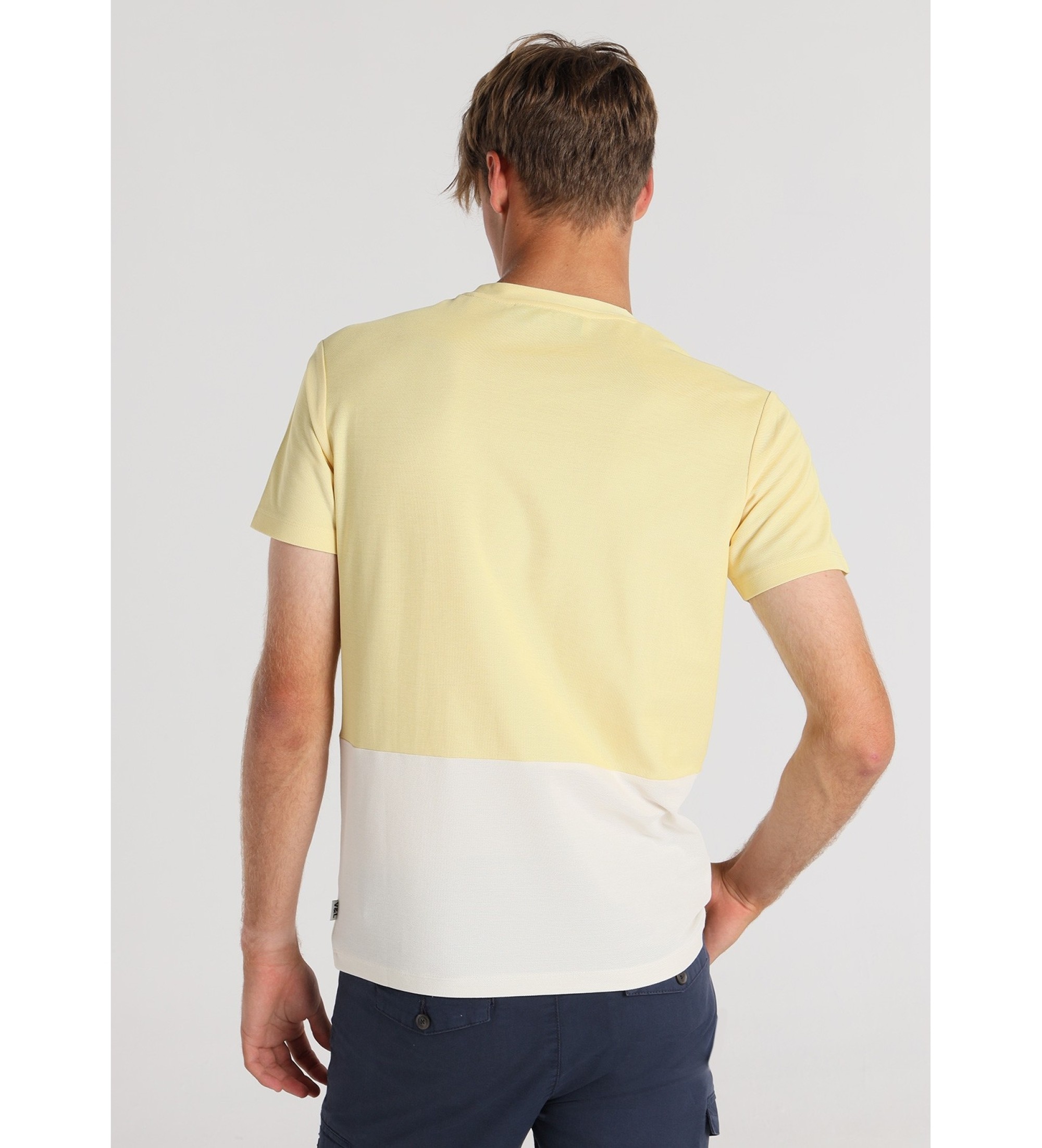 Victorio & Lucchino, V&L Kortrmet T-shirt med blokprint og broderet logo, gul