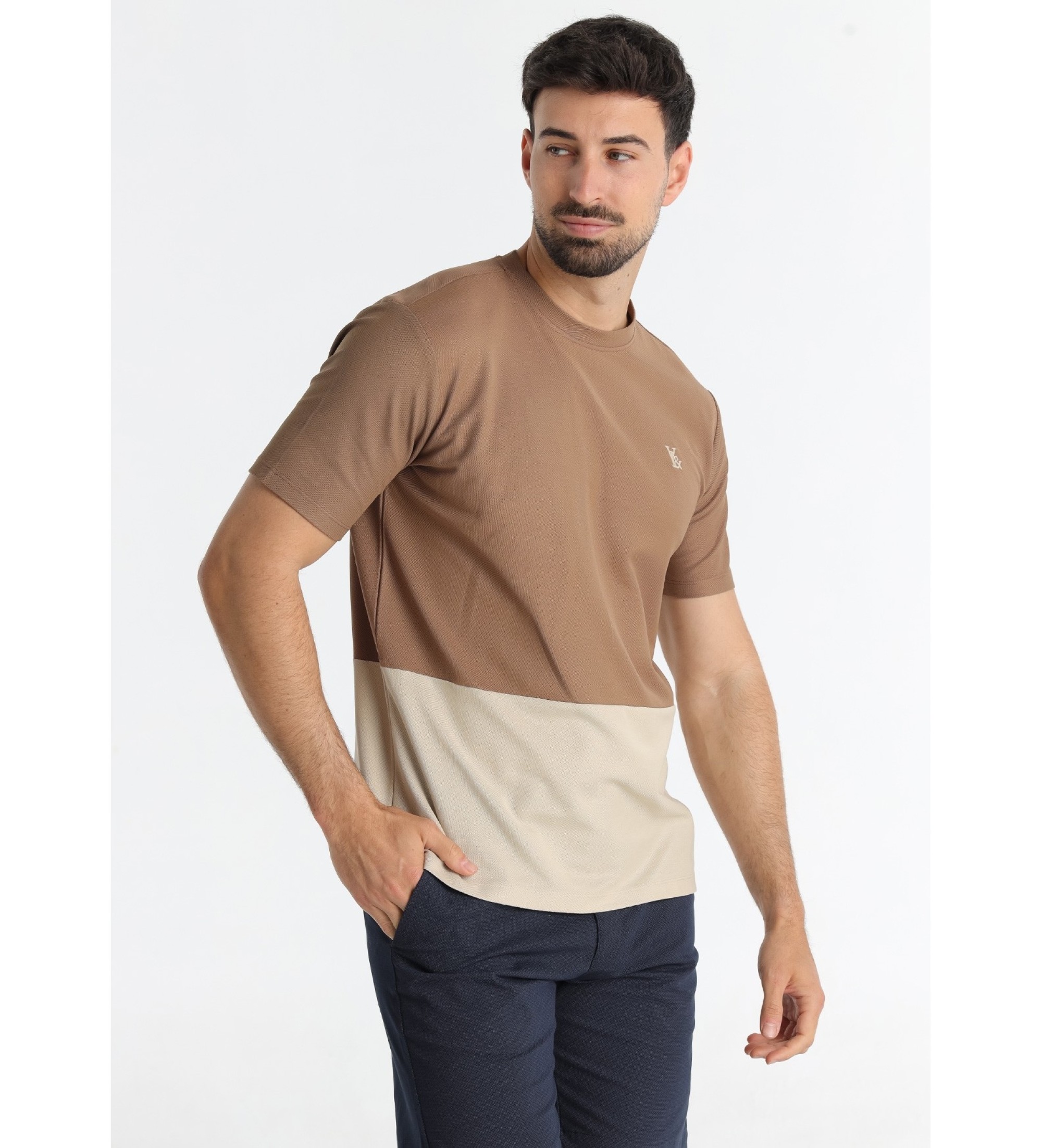Victorio & Lucchino, V&L T-shirt block print logo brown