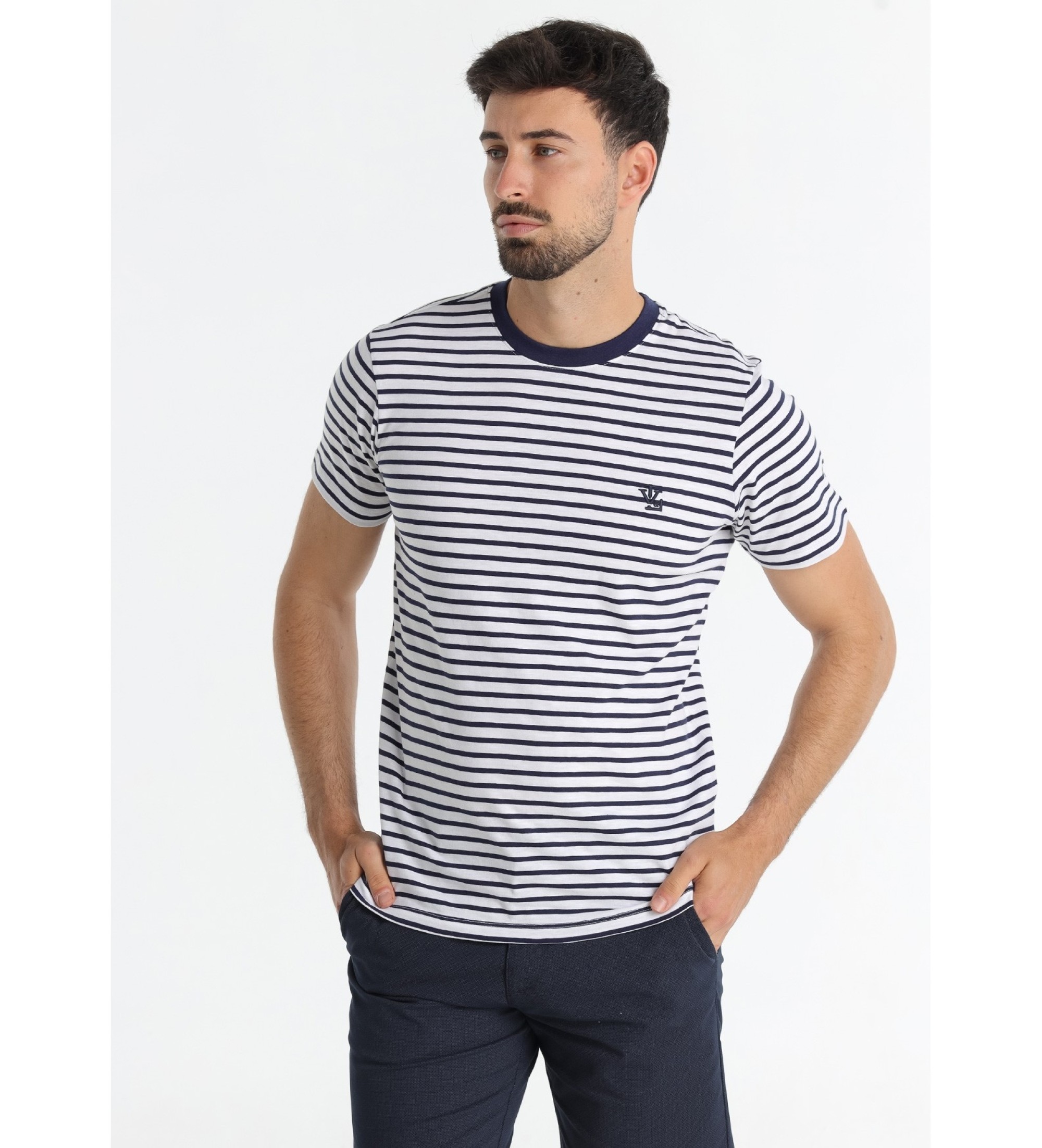 Victorio & Lucchino, V&L T-shirt con stampa a righe blu