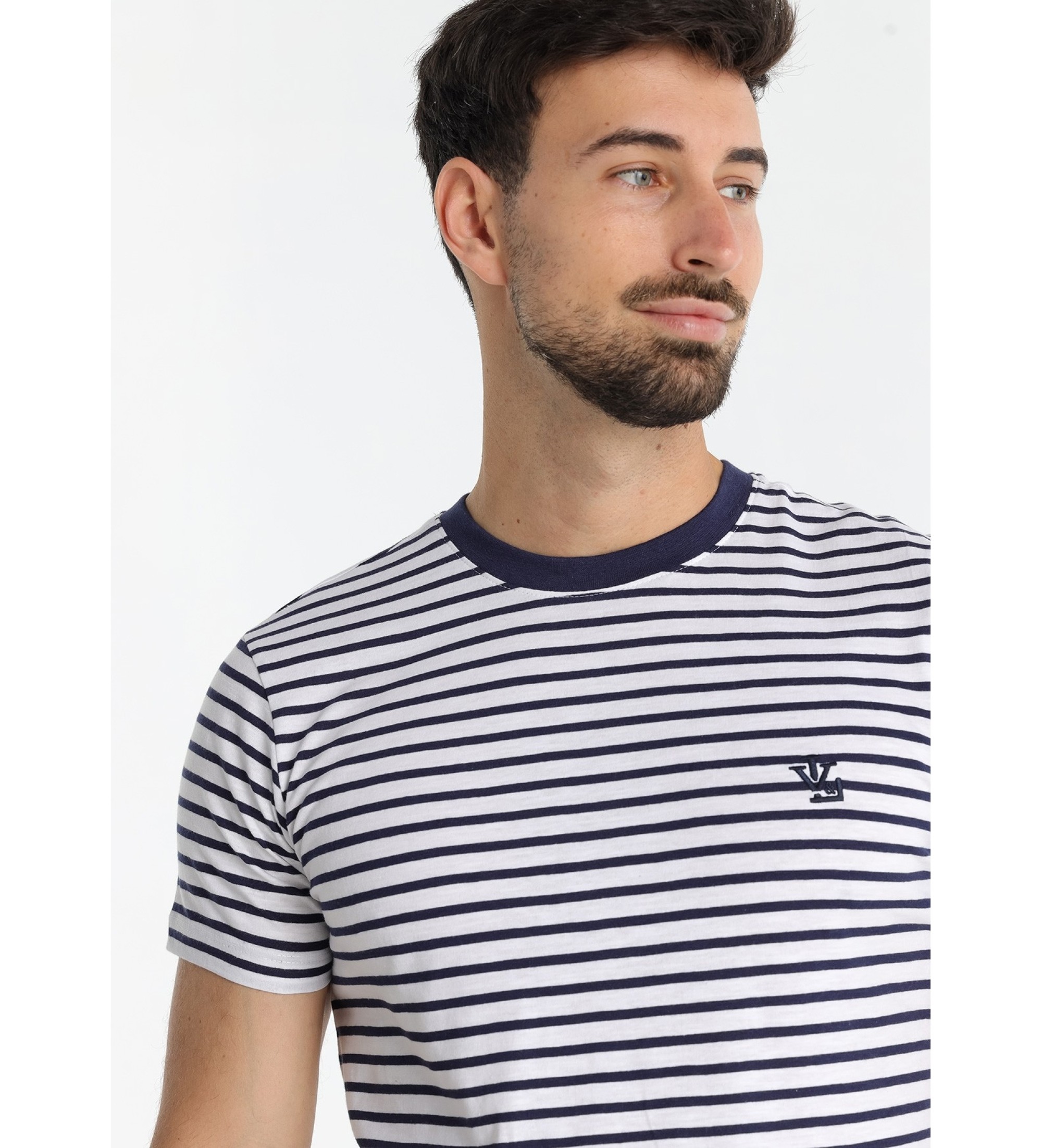 Victorio & Lucchino, V&L T-shirt con stampa a righe blu