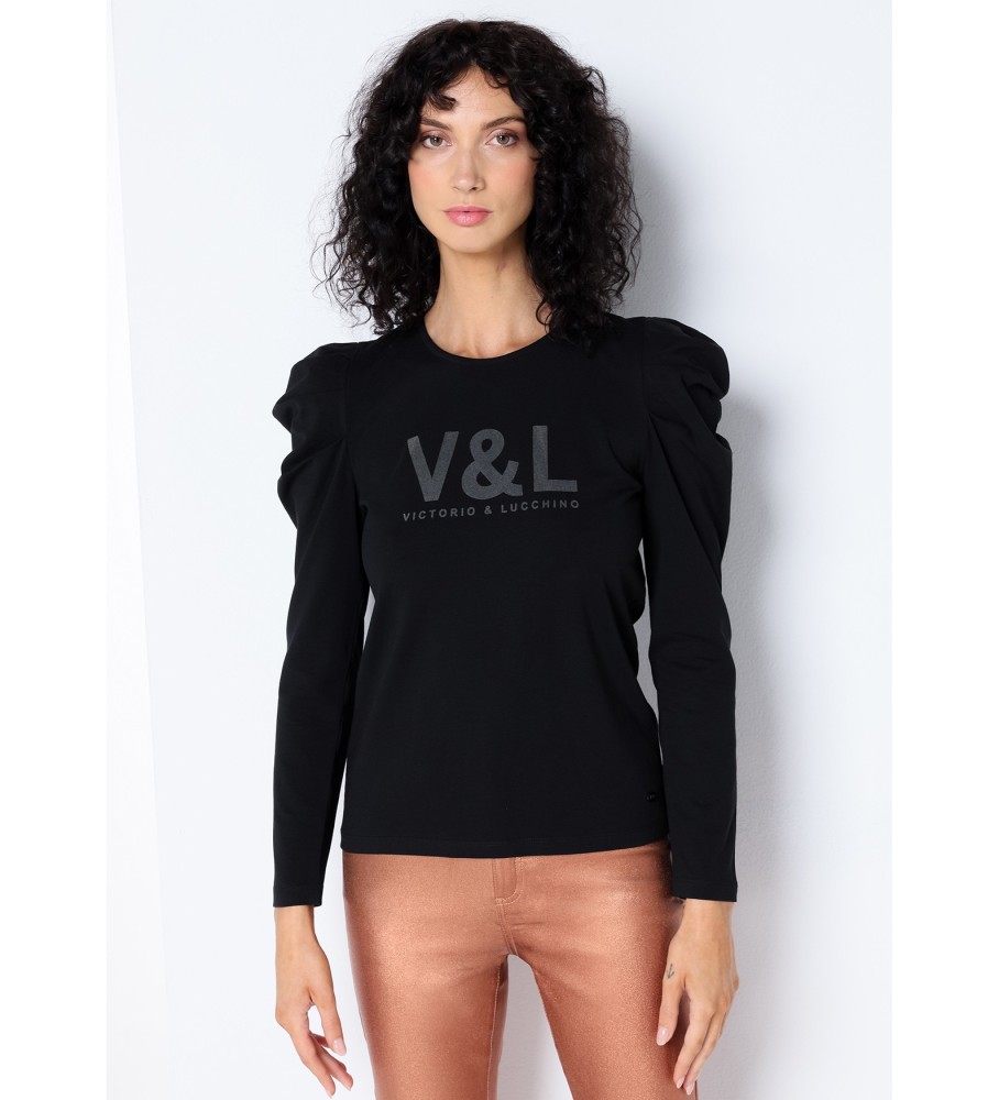 Victorio & Lucchino, V&L T-shirt à manches bouffantes noir