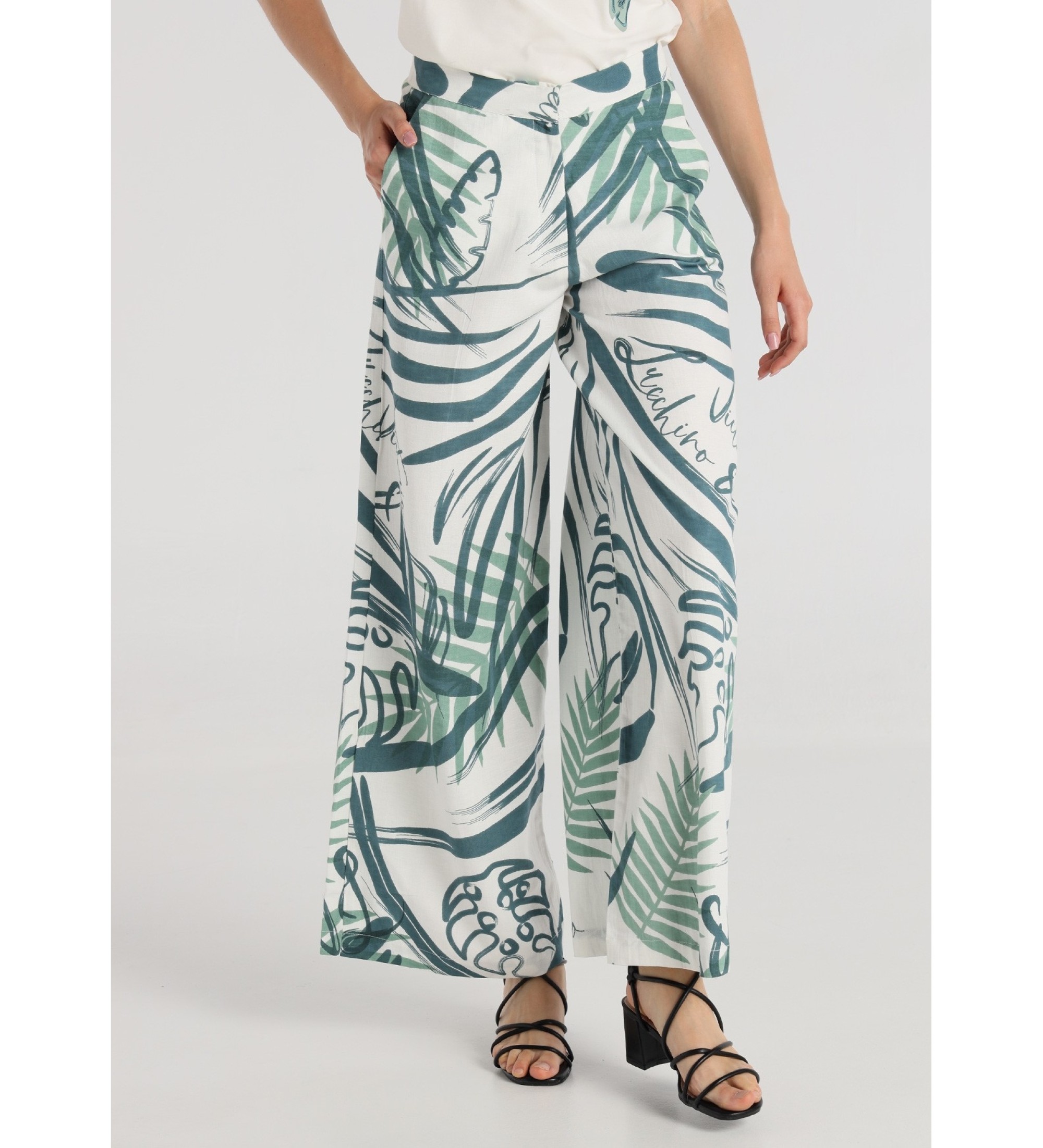 Victorio & Lucchino, V&L Zielone spodnie chino typu palazzo