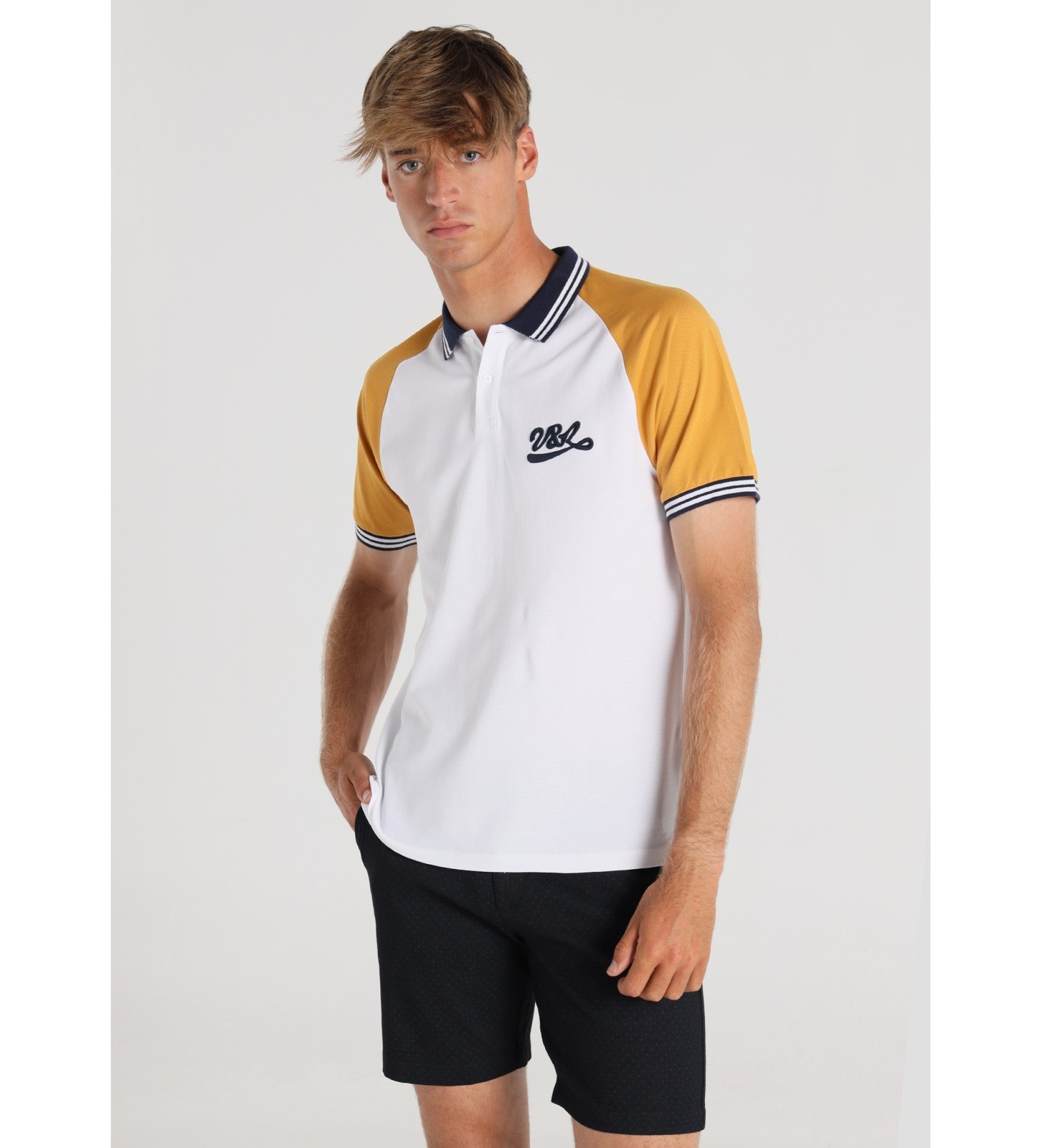 Victorio & Lucchino, V&L Polo manches courtes raglan logo brodé blanc