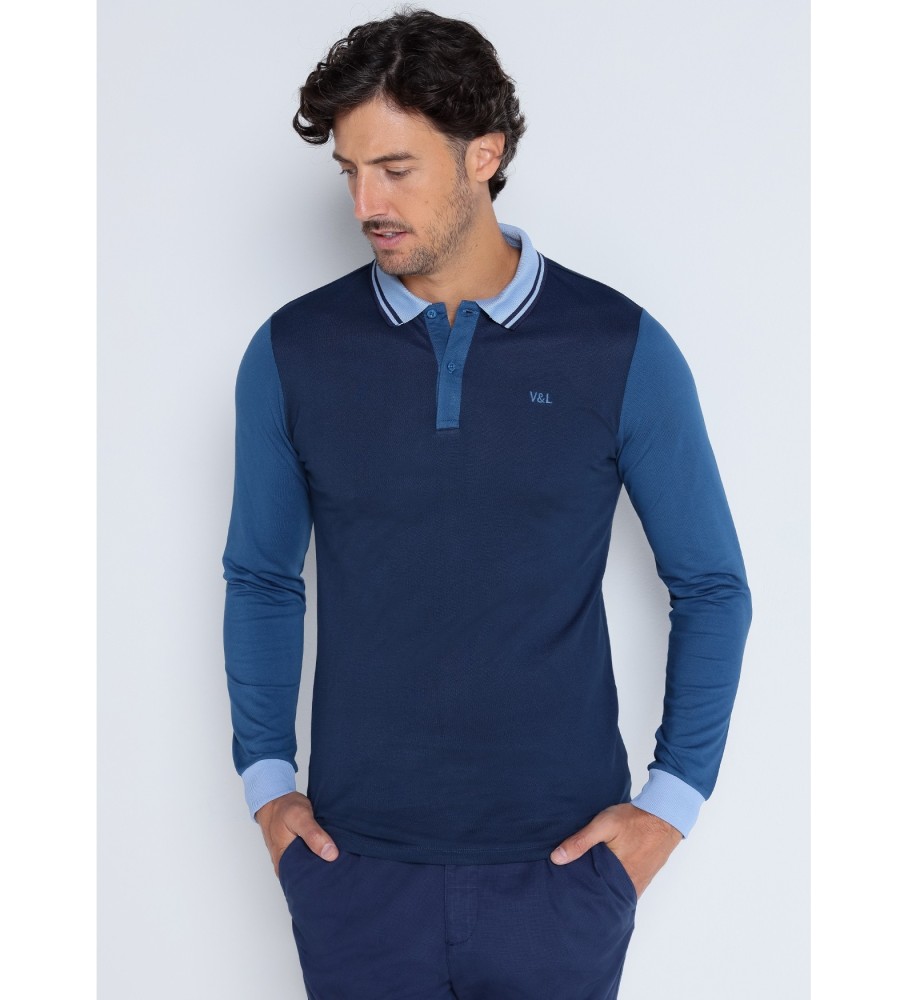 Victorio & Lucchino, V&L Long sleeve polo shirt with contrasting sleeves