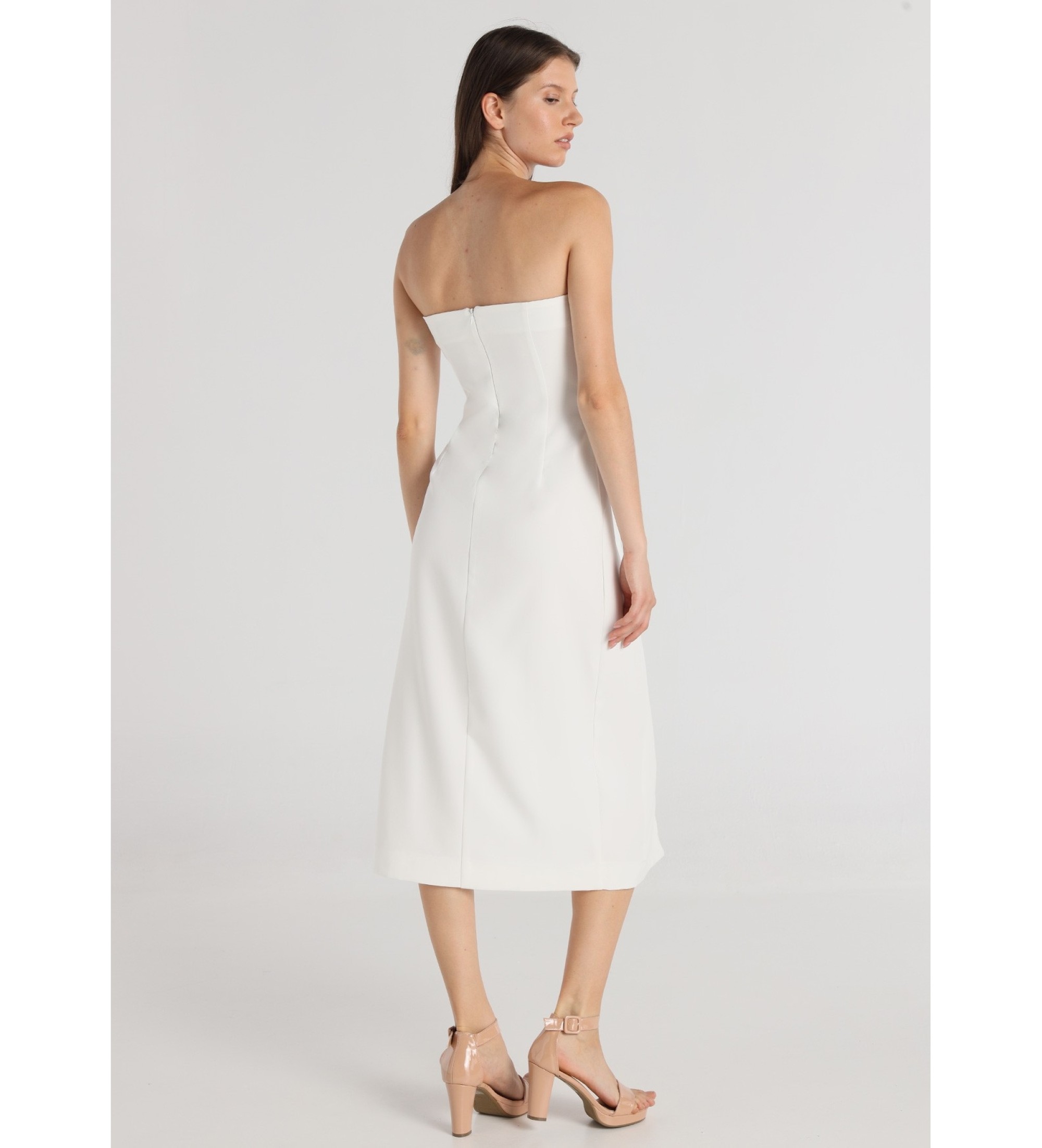 Vestido midi Palabra de honor blanco