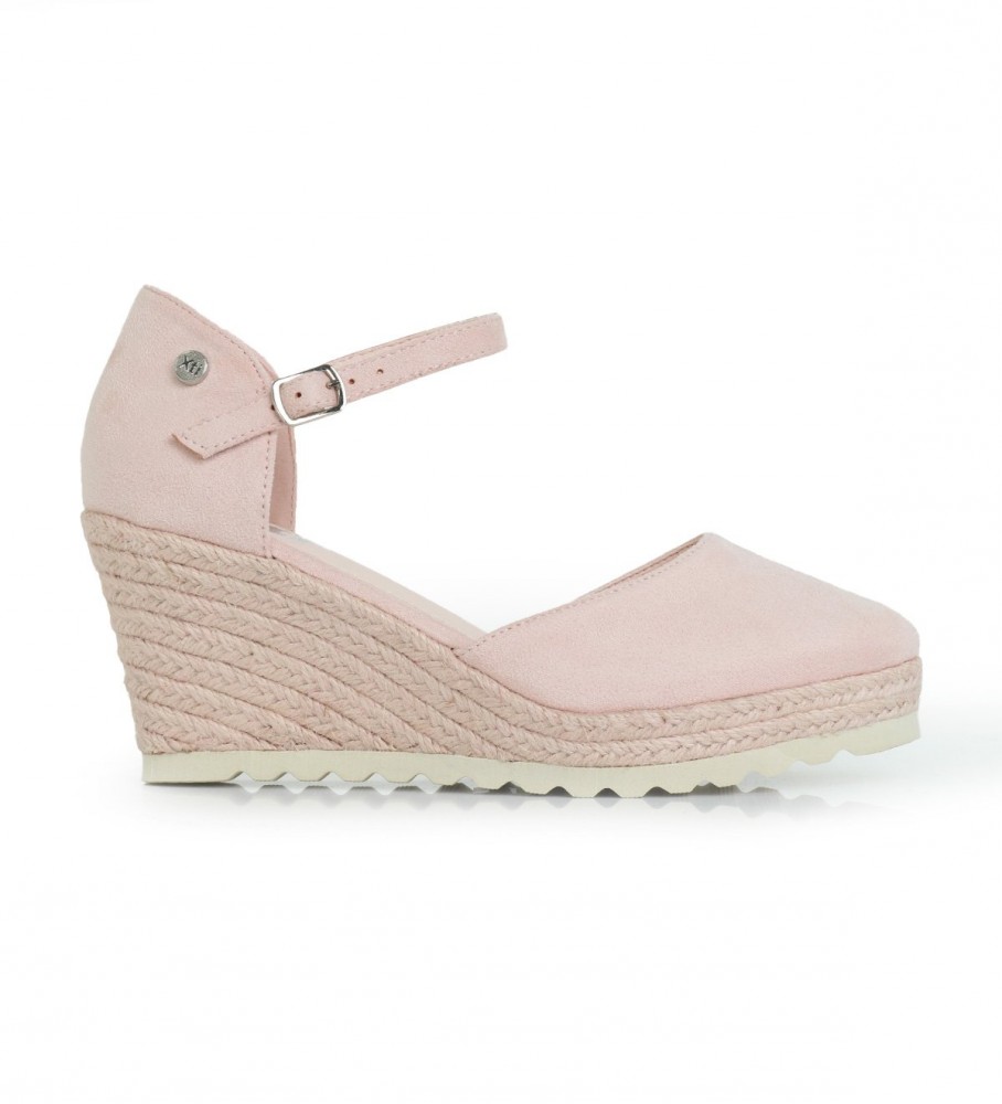 Xti Nude suede sandals -Height 9cm wedge