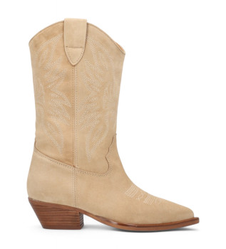 Bottes western en cuir beige
