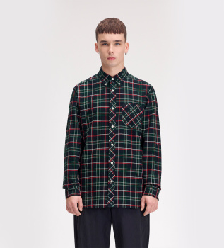Camisa de tartán Fred Perry marino, verde