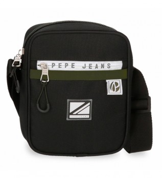 Visiter la boutique Pepe JeansPepe Jeans Piere Sac à bandoulière Noir 9,5 x 16,5 cm Cuir synthétique Noir Bandoulière pour téléphone portable 