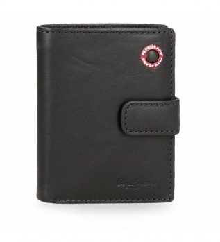 Brown Badge leather wallet with click clasp closure -8.5x10.5x1cm