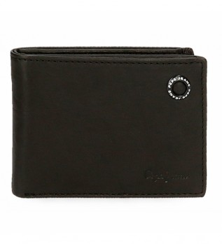 Carteira de Couro Preto com crach