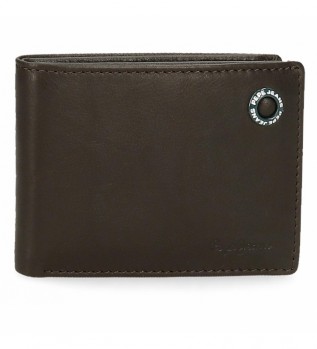 Leather wallet Badge Brown -11x8x1cm