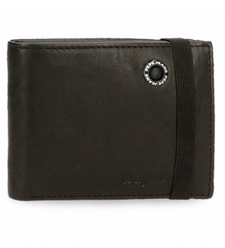 Leather wallet Badge Black -11.5x8.5x1cm
