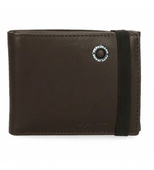 Leather wallet Badge Brown -11.5x8.5x1cm