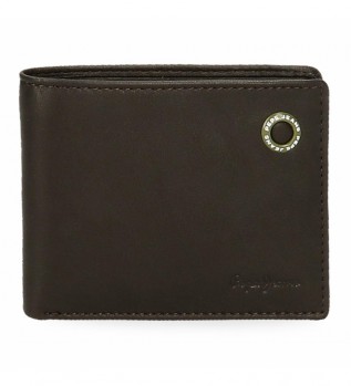 Carteira de couro de crach com porta-cartes Brown