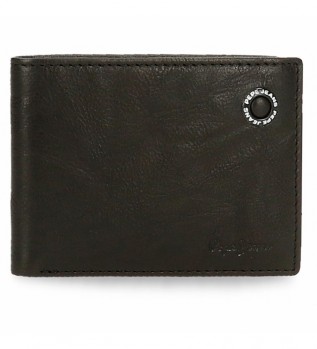 Pepe Jeans Leather Wallet Badge Black