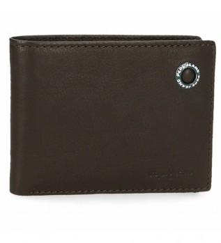Pepe Jeans Leather Wallet Badge Brown