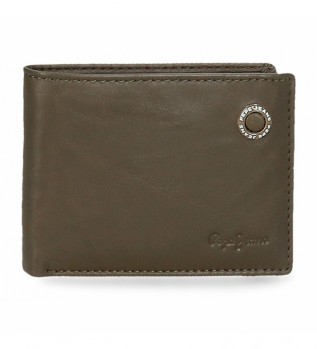 Pepe Jeans Leather Wallet Badge Khaki