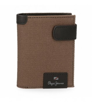 Carteira de couro castanho Hilltop com fecho por clique