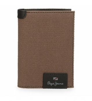 Hilltop vertical leather wallet with coin purse Brown