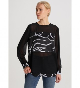Blouse Gauze Art black
