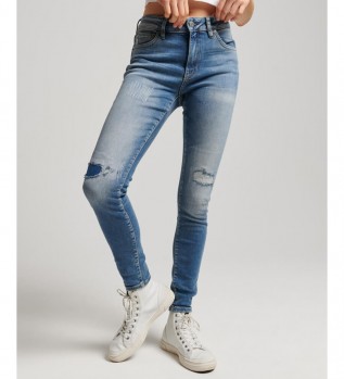 Skinny jeans med medium talje i kologisk bomuld Vintage blue