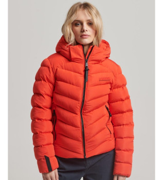 Veste matelasse en microfibre avec capuche rouge